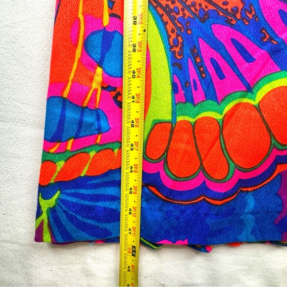 Vintage Psychedelic Butterfly Print Halter Maxi Dress 60-70's Hawaiian - Picture 8 of 9